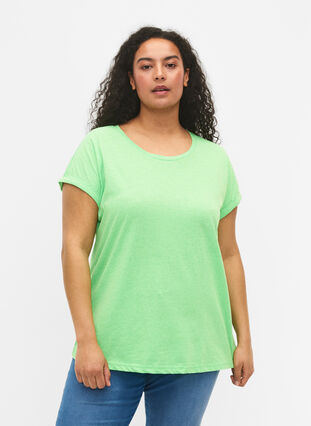Neonfarget T-skjorte i bomull, Neon Green, Model image number 0