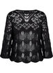 Strikket bluse med hullmønster, Black, Packshot image number 1
