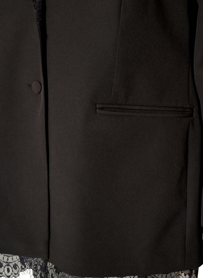 Blazer med blondedetaljer, Svart, Packshot image number 3