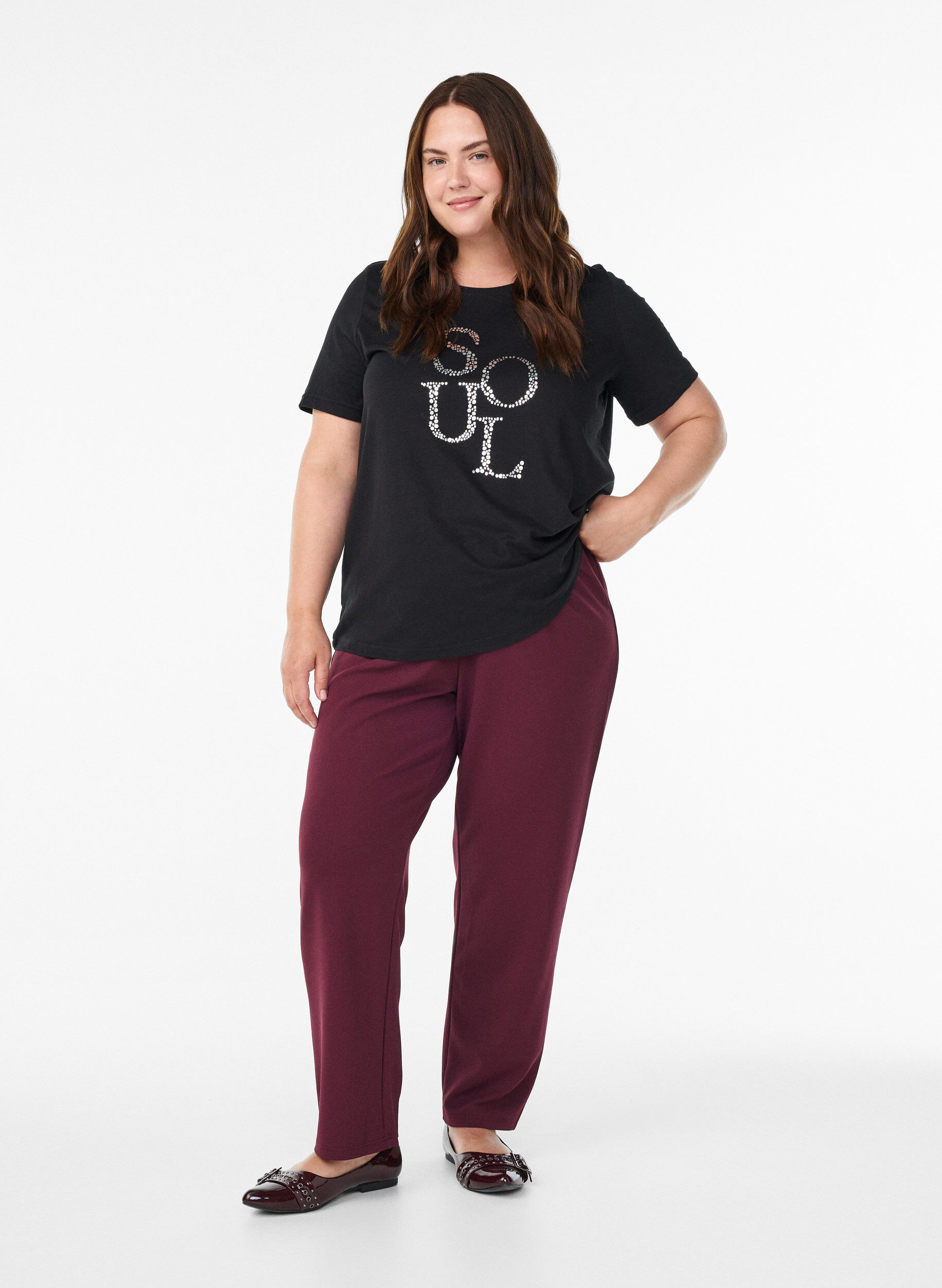 Zizzi T-skjorte med trykk, Svart, Model image number 1