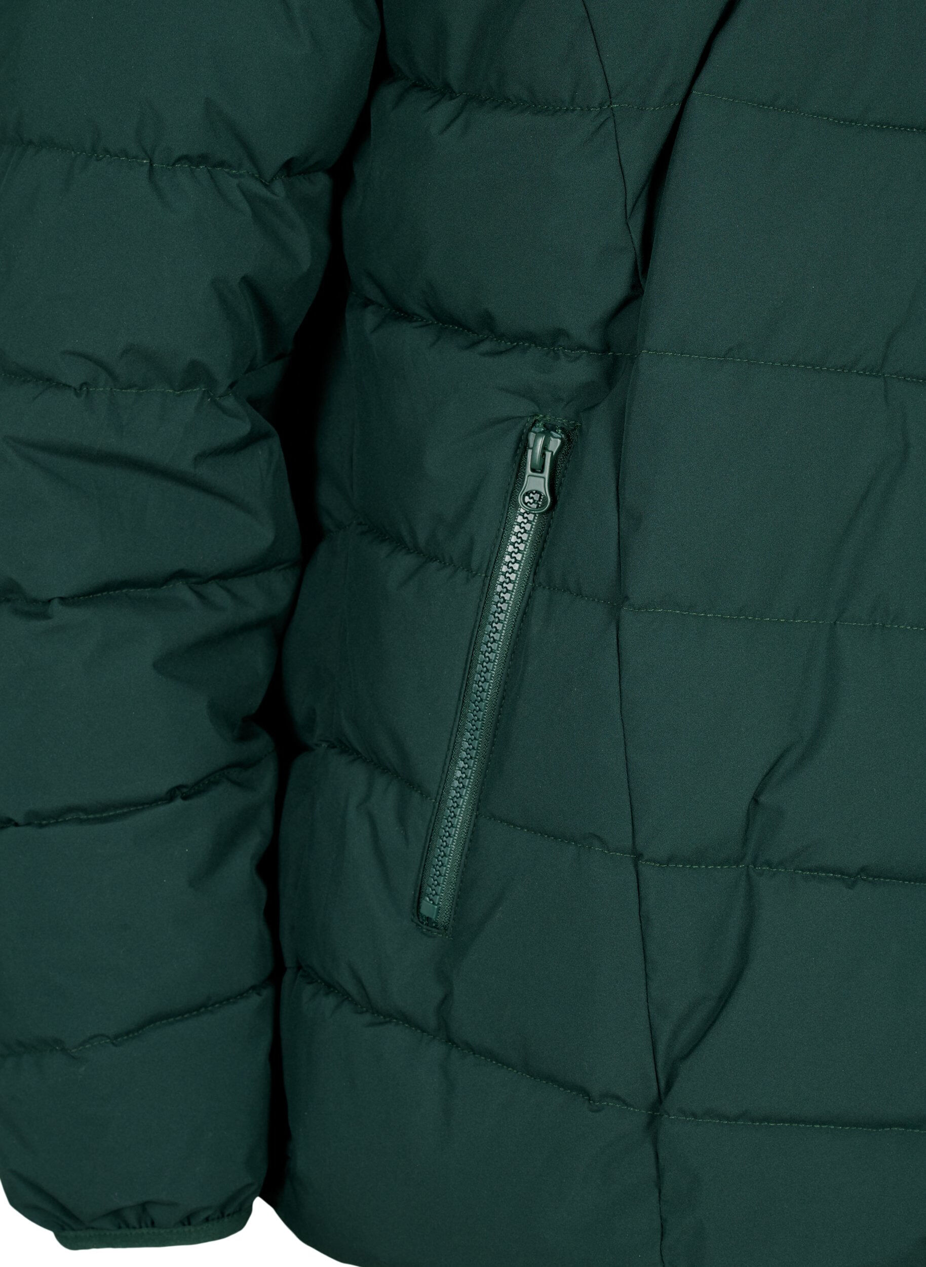 Zizzi Kort boblejakke med hette, Gr&oslash;nn, Packshot image number 3