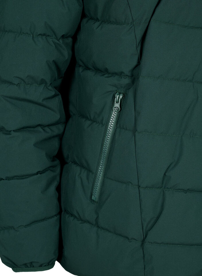 Kort boblejakke med hette, Grønn, Packshot image number 3