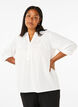 Bomullsbluse med engelsk broderi og 3/4-ermer, Bright White, Model image number 0