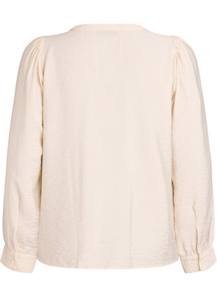 Zizzi Bluse med V-hals og broderte bånd, Beige, Packshot image number 1