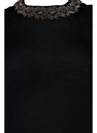 Langermet bluse i viskose med perler, Black, Packshot image number 2