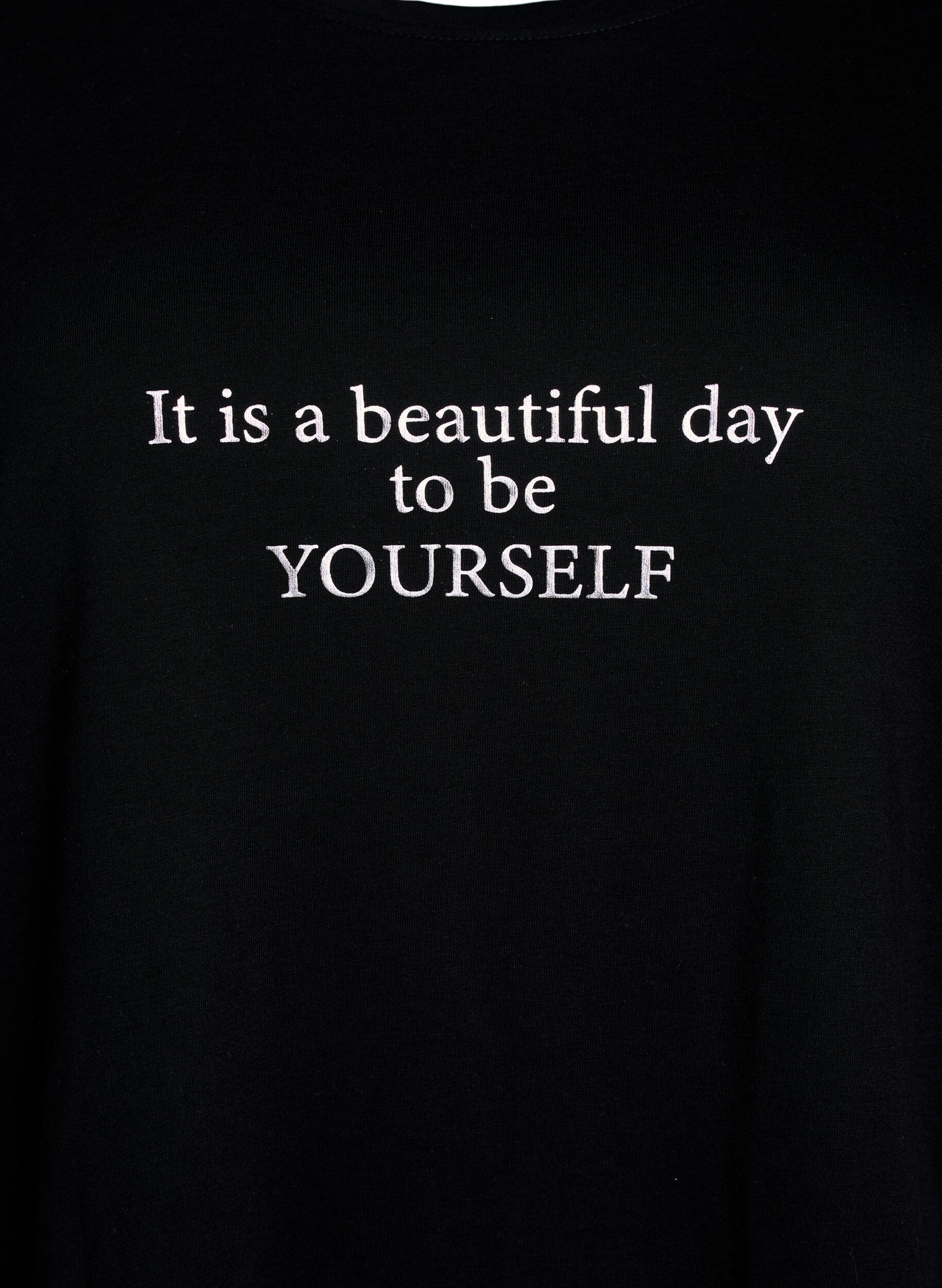 Zizzi T-skjorte med trykk, Svart, Packshot image number 2