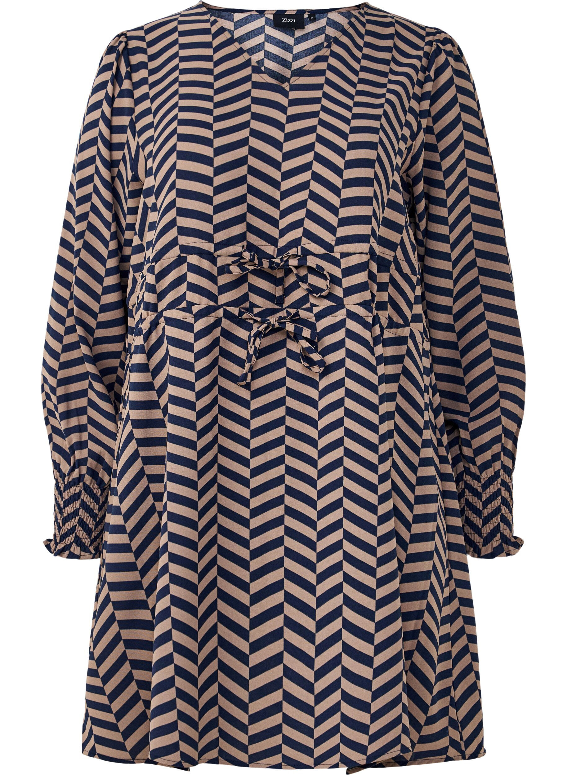 Zizzi Kjole med knytebelter i midjen, Bl&aring;, Packshot image number 0