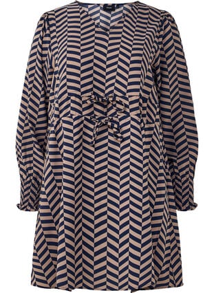 Zizzi Kjole med knytebelter i midjen, Blå, Packshot image number 0