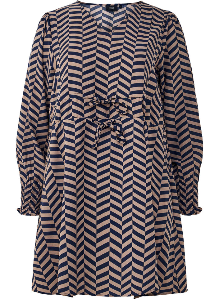 Kjole med knytebelter i midjen, Blå, Packshot image number 0