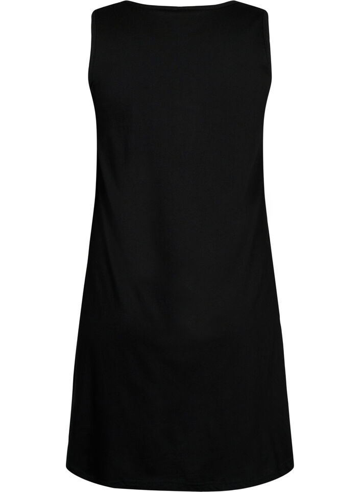Ermeløs kjole i bomull med A-form, Black, Packshot image number 1
