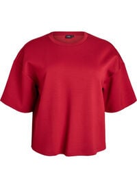 Kort loose fit t-skjorte i modalblanding, Rød Kort loose fit t-skjorte i modalblanding