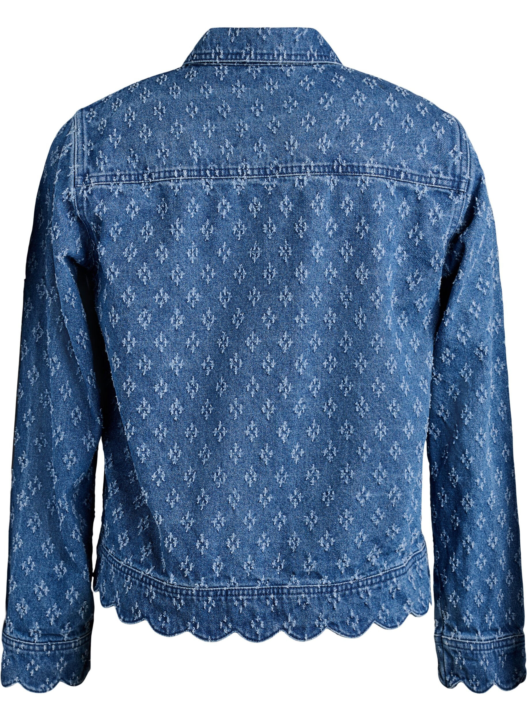 ZizziDenimjakke med et slitt m&oslash;nster, Bl&aring;, Packshot image number 1
