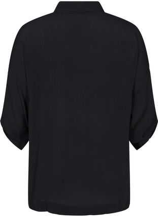 Viskoseskjorte med 3/4-ermer, Black, Packshot image number 1