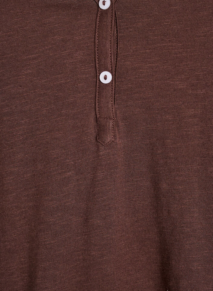 T-skjorte med knappdetalj, Brun, Packshot image number 2