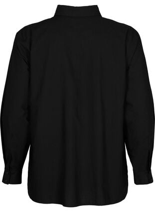 Bomullsskjorte med engelsk broderi, Black, Packshot image number 1