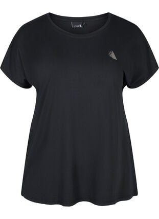 Zizzi Ensfarget t-skjorte til trening, Svart, Packshot image number 0