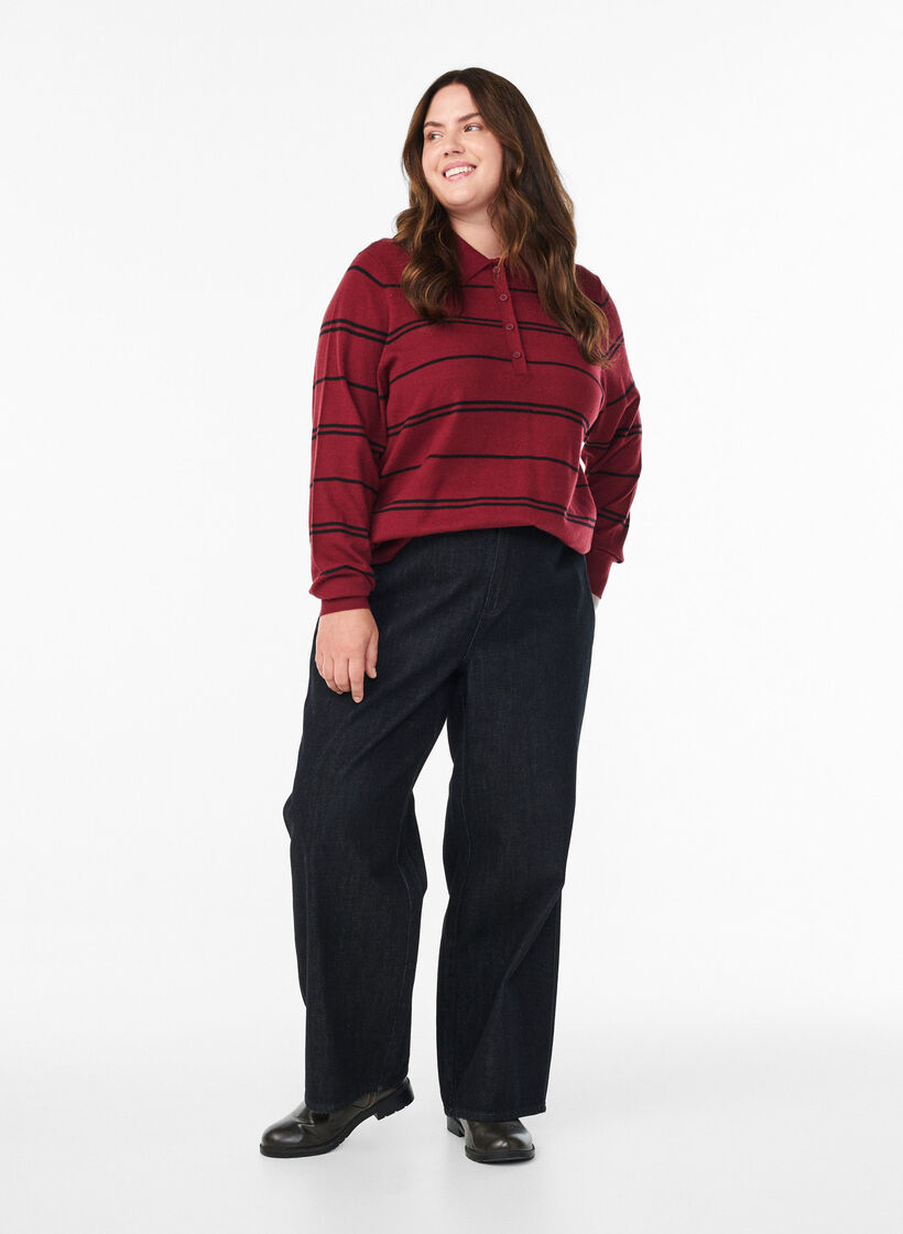 Strikkeplagg med krage, Rød, Model image number 1