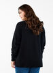 Strikket bluse med rund hals og strikket m&oslash;nster, Svart, Model image number 2