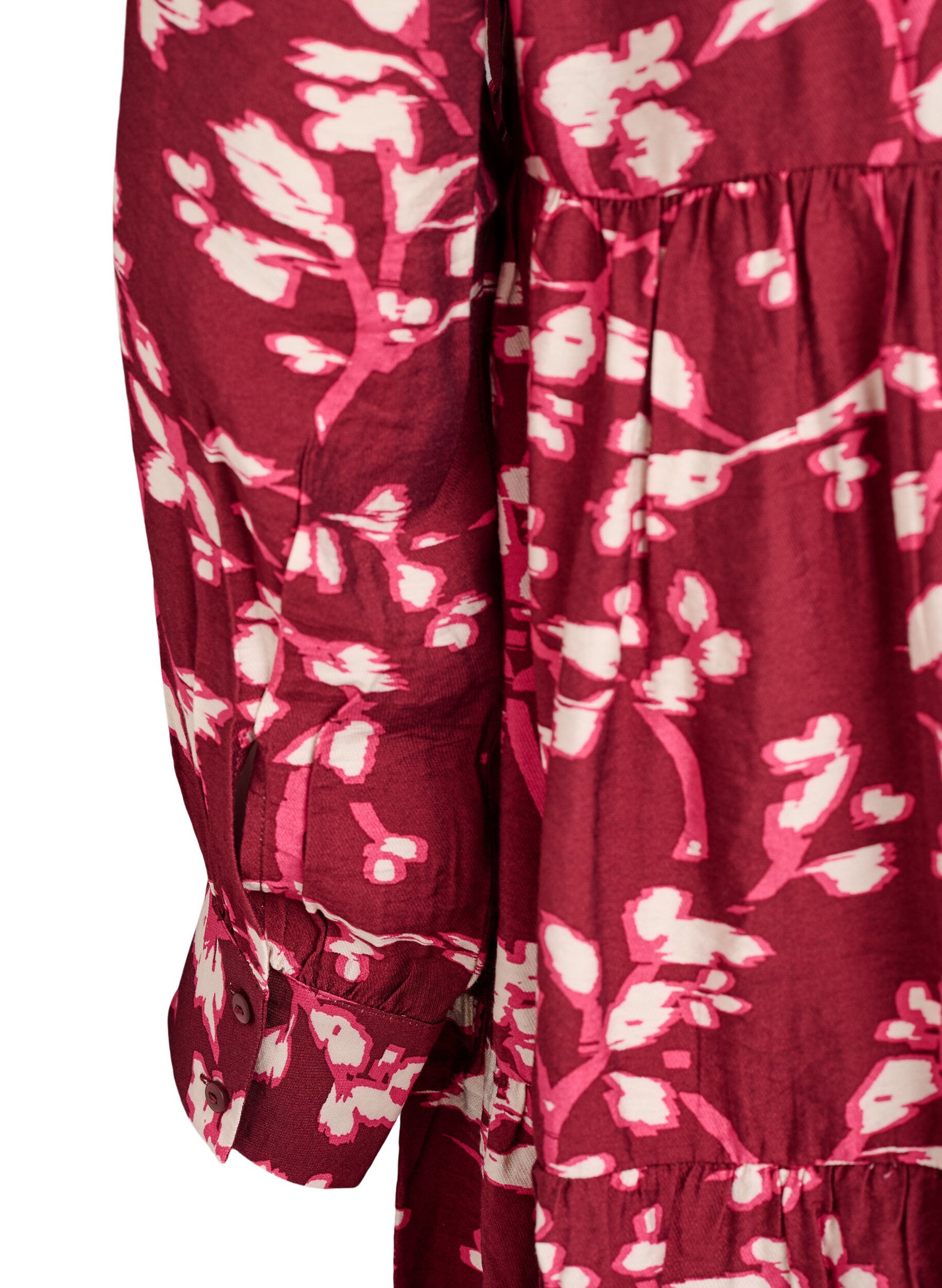 Zizzi A-linje kjole med volangkrage, R&oslash;d, Packshot image number 3