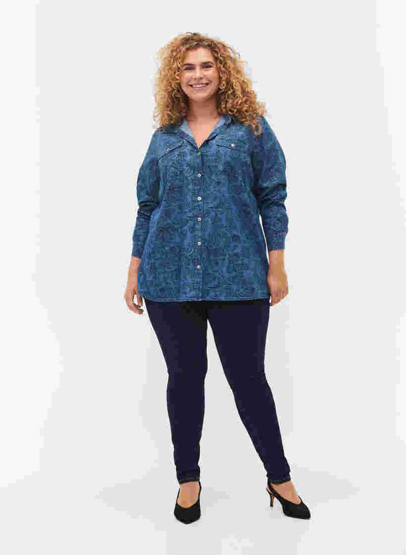 Skjorte i bomull med paisleymønster, Blue Paisley, Model image number 2