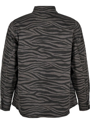 Zizzi Denim skjorte med zebramønster og knapper, Svart, Packshot image number 1