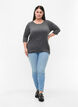 Stripete bluse med 3/4 ermer, Dark Grey Melange, Model image number 2