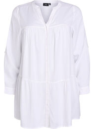Tunika med V-hals og rynkede detaljer, Bright White