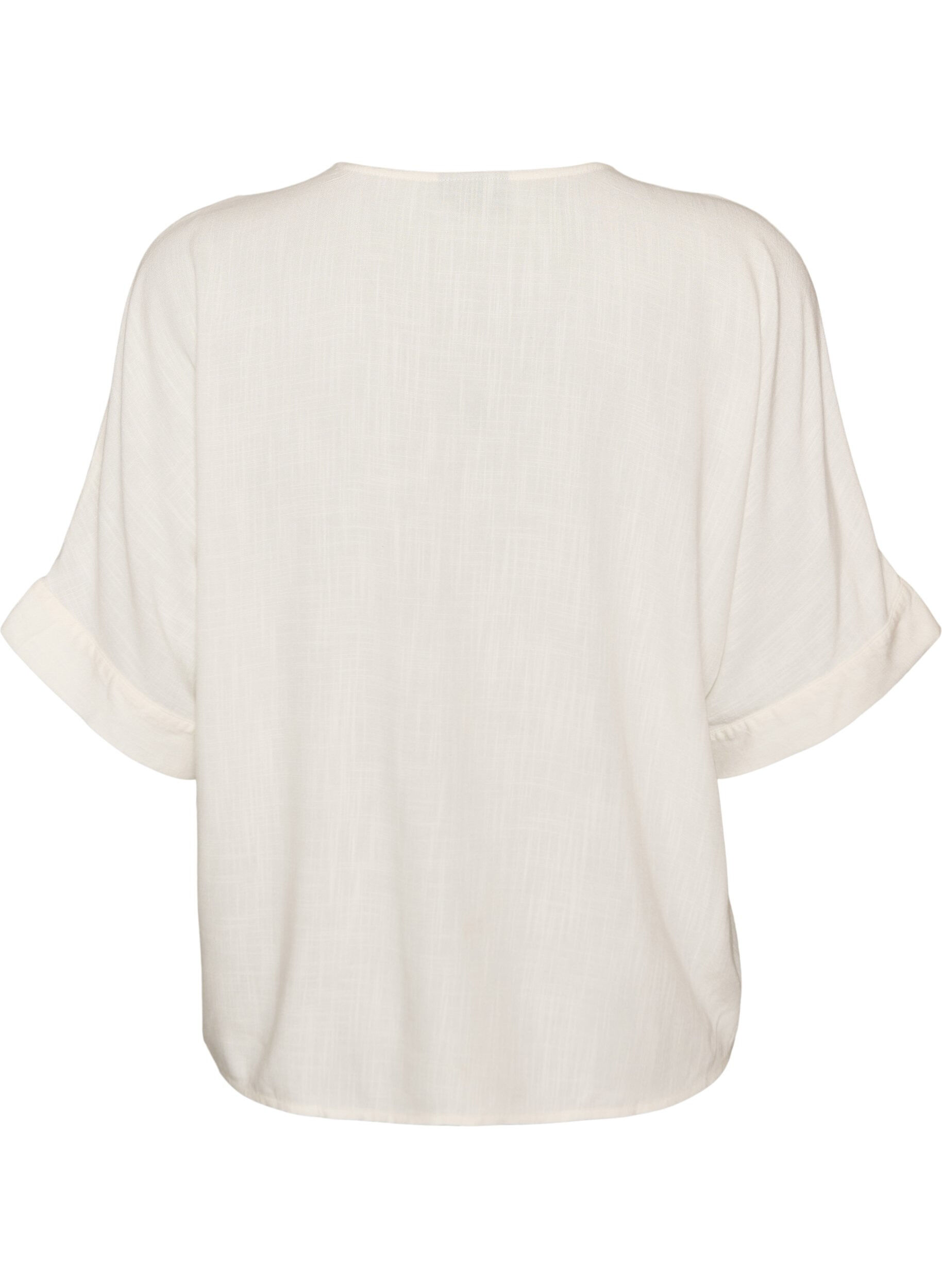 ZizziViskosebluse med heklet kant og knapper, Vanilje, Packshot image number 1