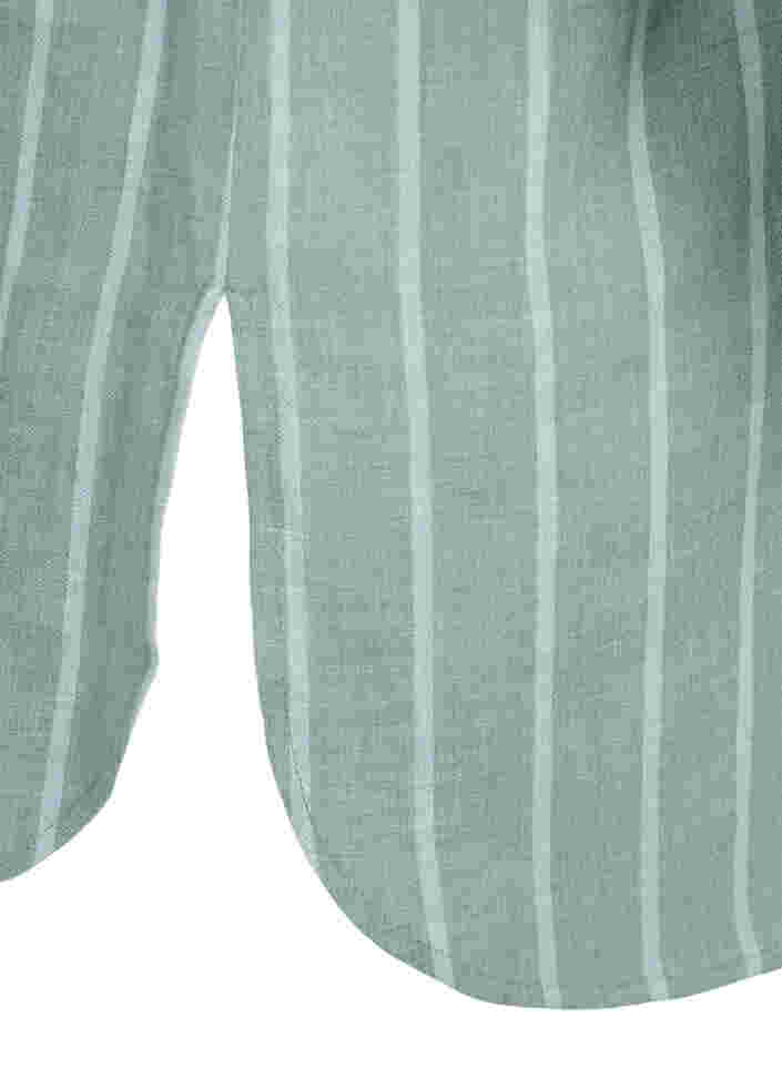 Stripete skjorte med V-hals, Balsam Green Stripe, Packshot image number 3