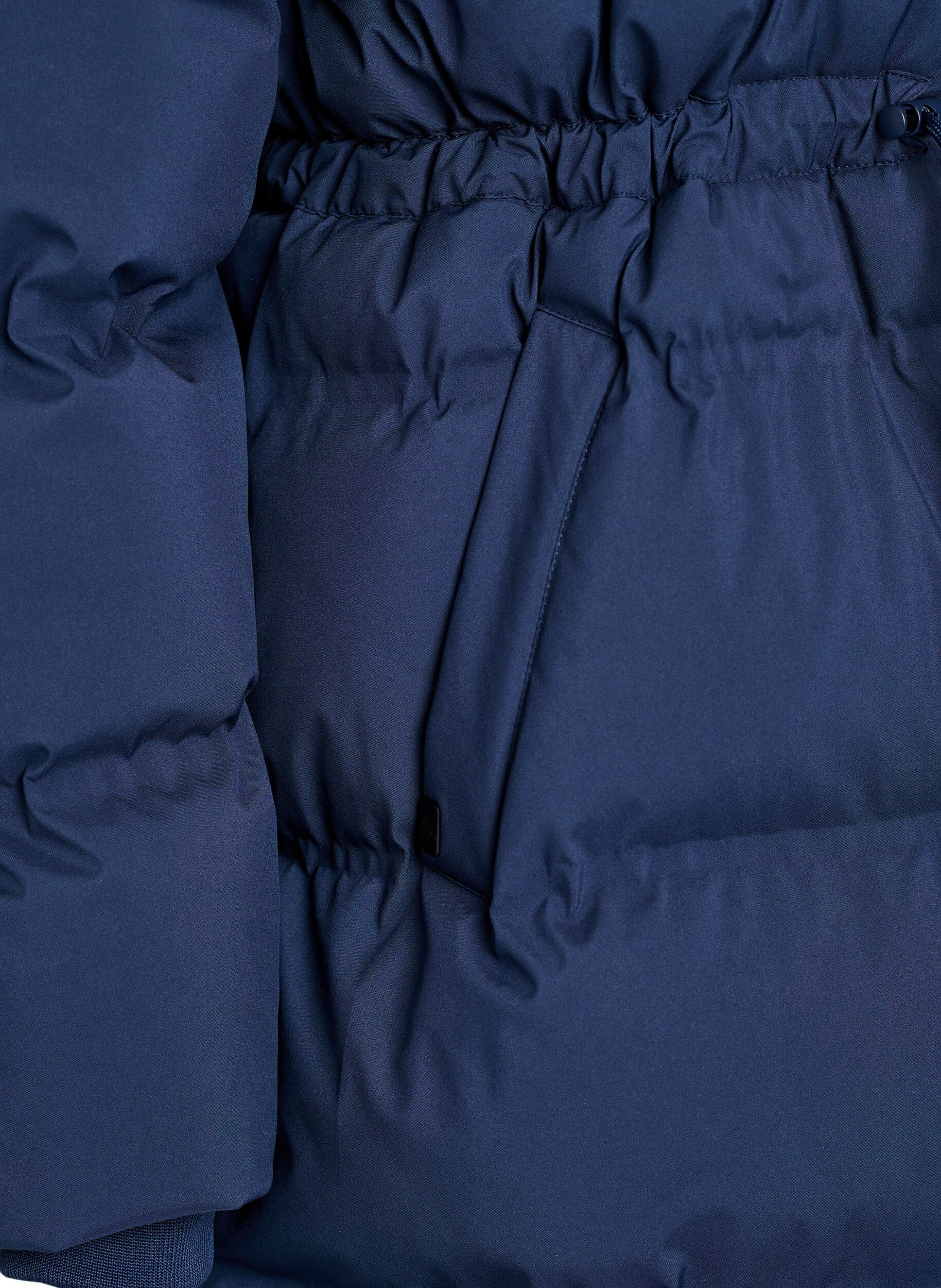 Zizzi Mellomlang pufferjakke med justerbar midje, Bl&aring;, Packshot image number 3