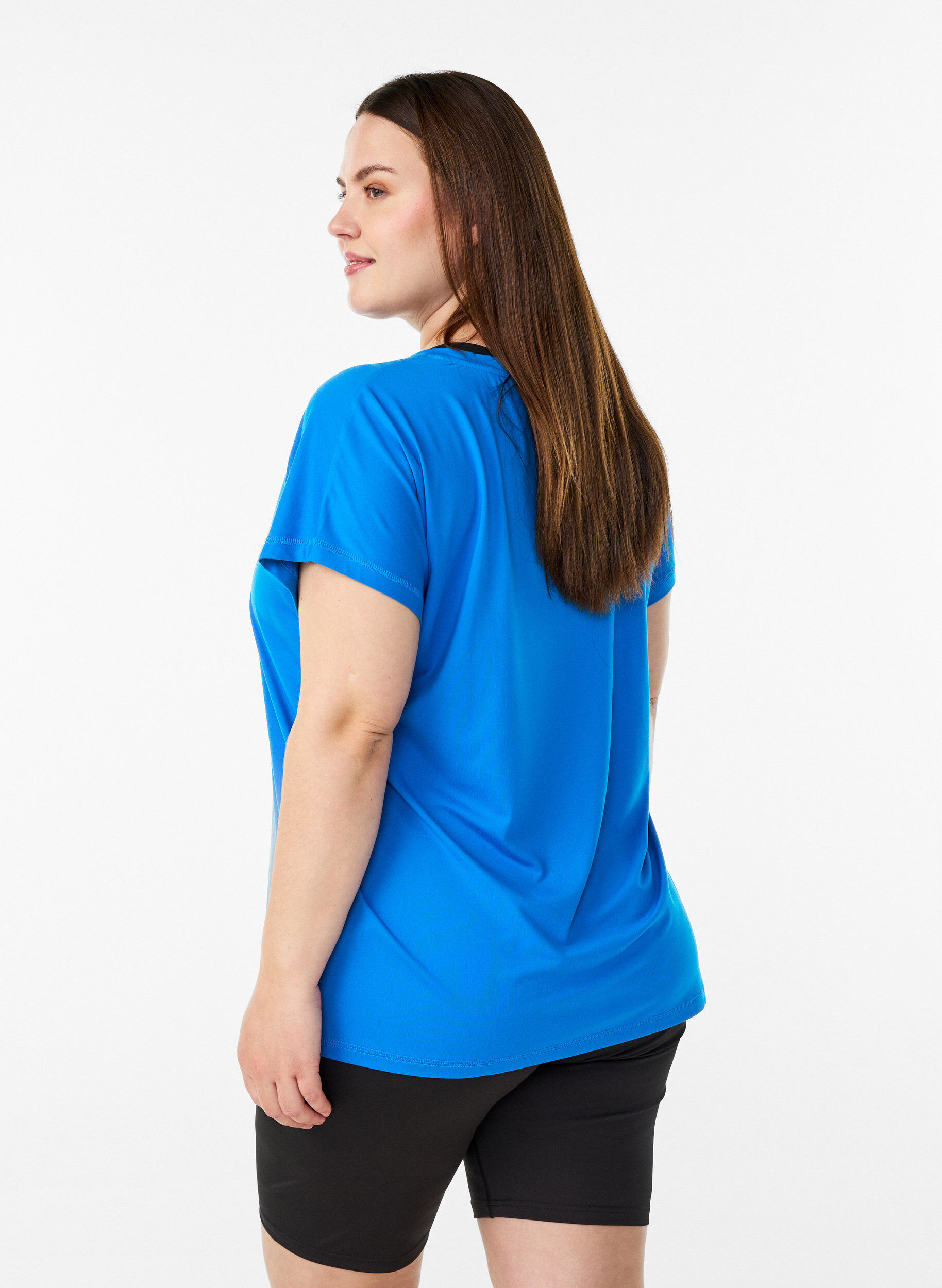 ZizziL&oslash;stsittende trenings-t-skjorte med v-hals, Bl&aring;, Model image number 2