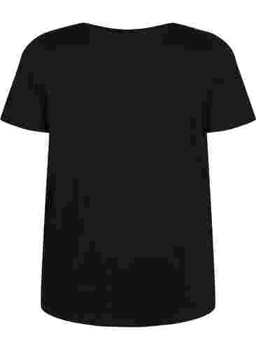Pysjamas T-skjorte av bomull med trykk, Black w. Be , Packshot image number 1