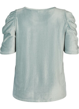 T-skjorte i velour med puffermer, Chinois Green, Packshot image number 1