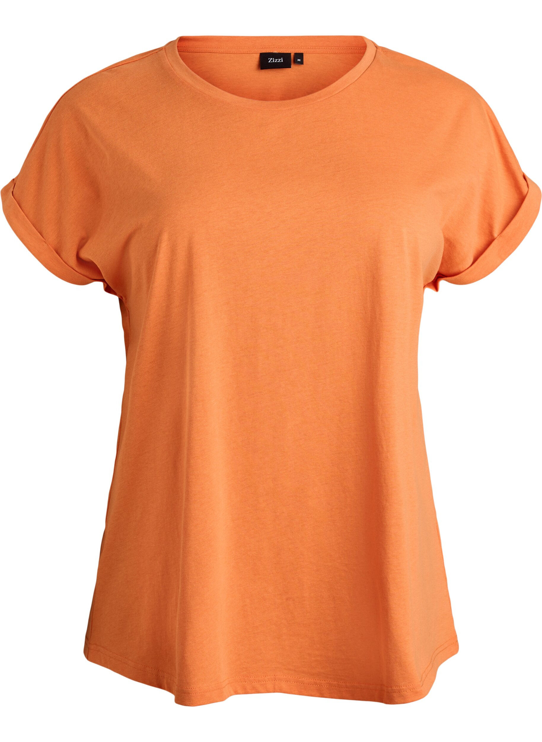 ZizziKortermet t-skjorte i bomullsblanding, Orange, Packshot image number 0