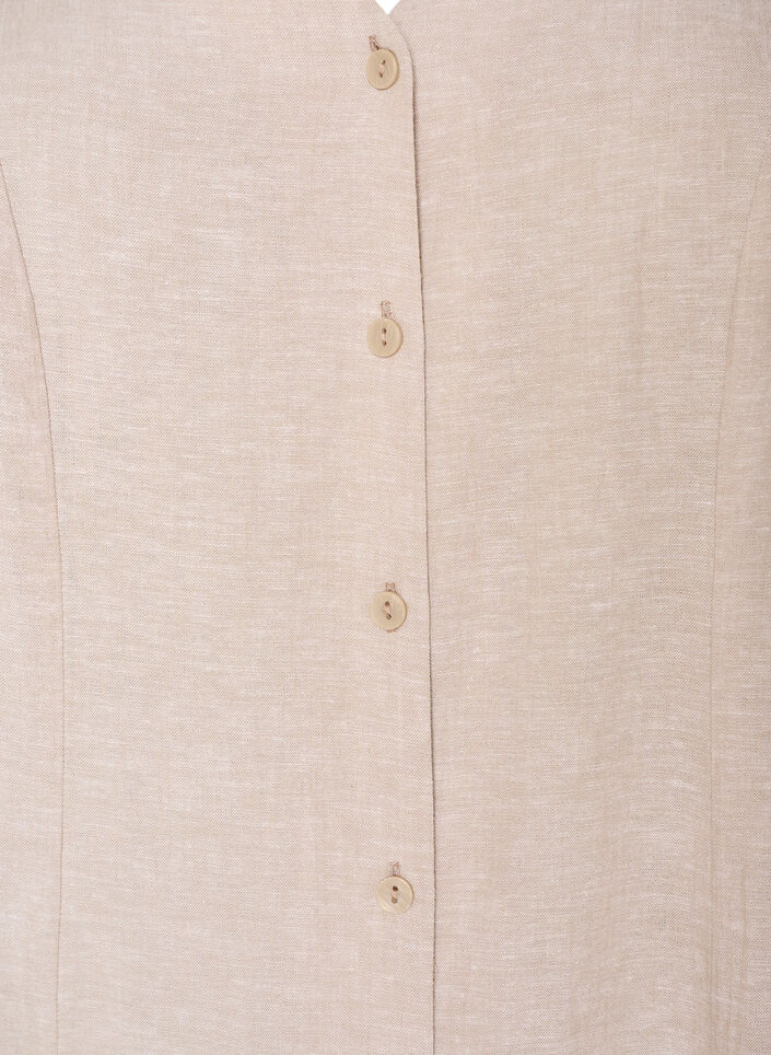 Midikjole i lin og viskose med volangermer, Beige, Packshot image number 2
