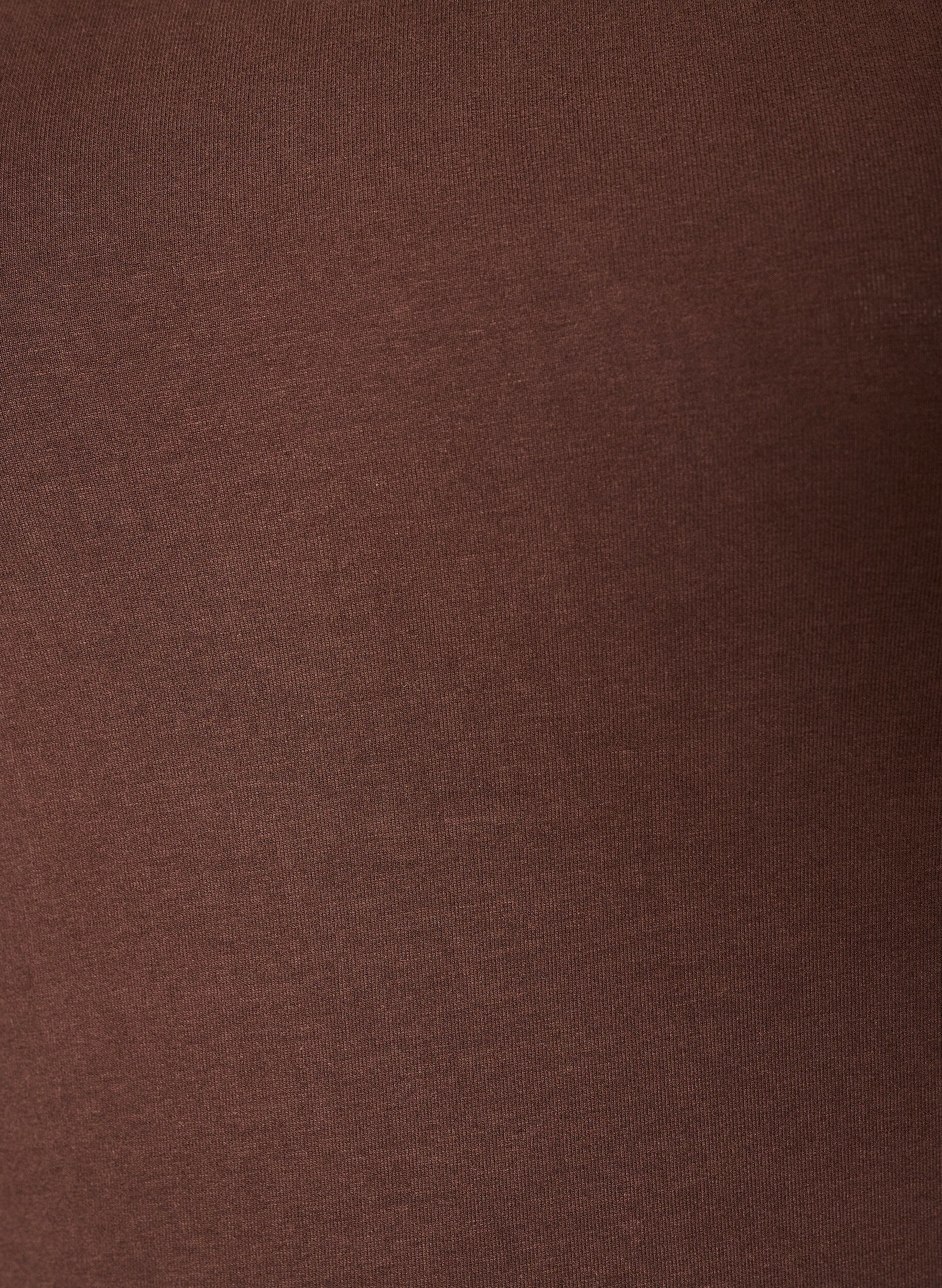 ZizziEnsfarget basic topp i bomull, Brun, Packshot image number 2