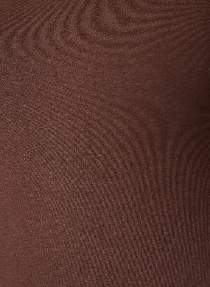 Ensfarget basic topp i bomull, Brun, Packshot image number 2