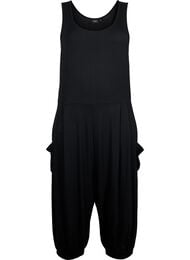 Ermeløs jumpsuit med lommer, Black