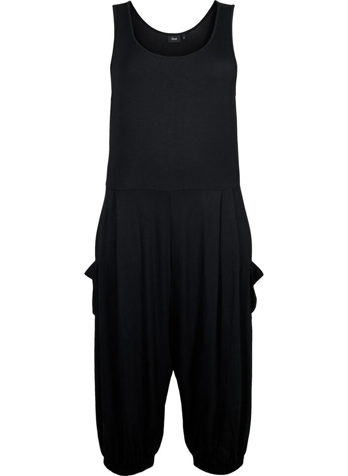 Ermeløs jumpsuit med lommer, Black, Packshot image number 0