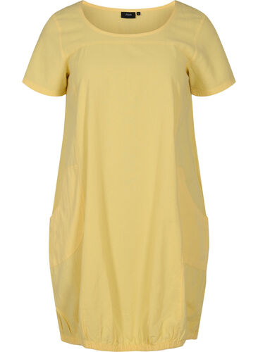 Kortermet kjole i bomull, Goldfinch, Packshot image number 0