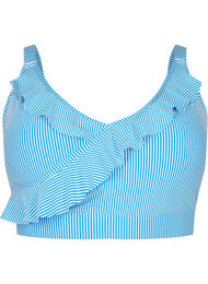 Stripete bikinitopp med volanger, BlueWhite Stripe AOP