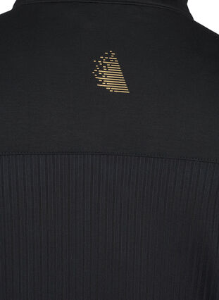 Zizzi Sporty cardigan med glidelås og lommer, Black, Packshot image number 3