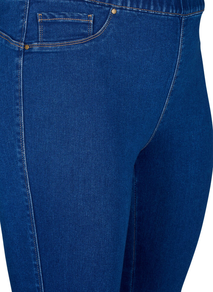 Denim-knebukser med elastisk linning, Dark Blue Denim, Packshot