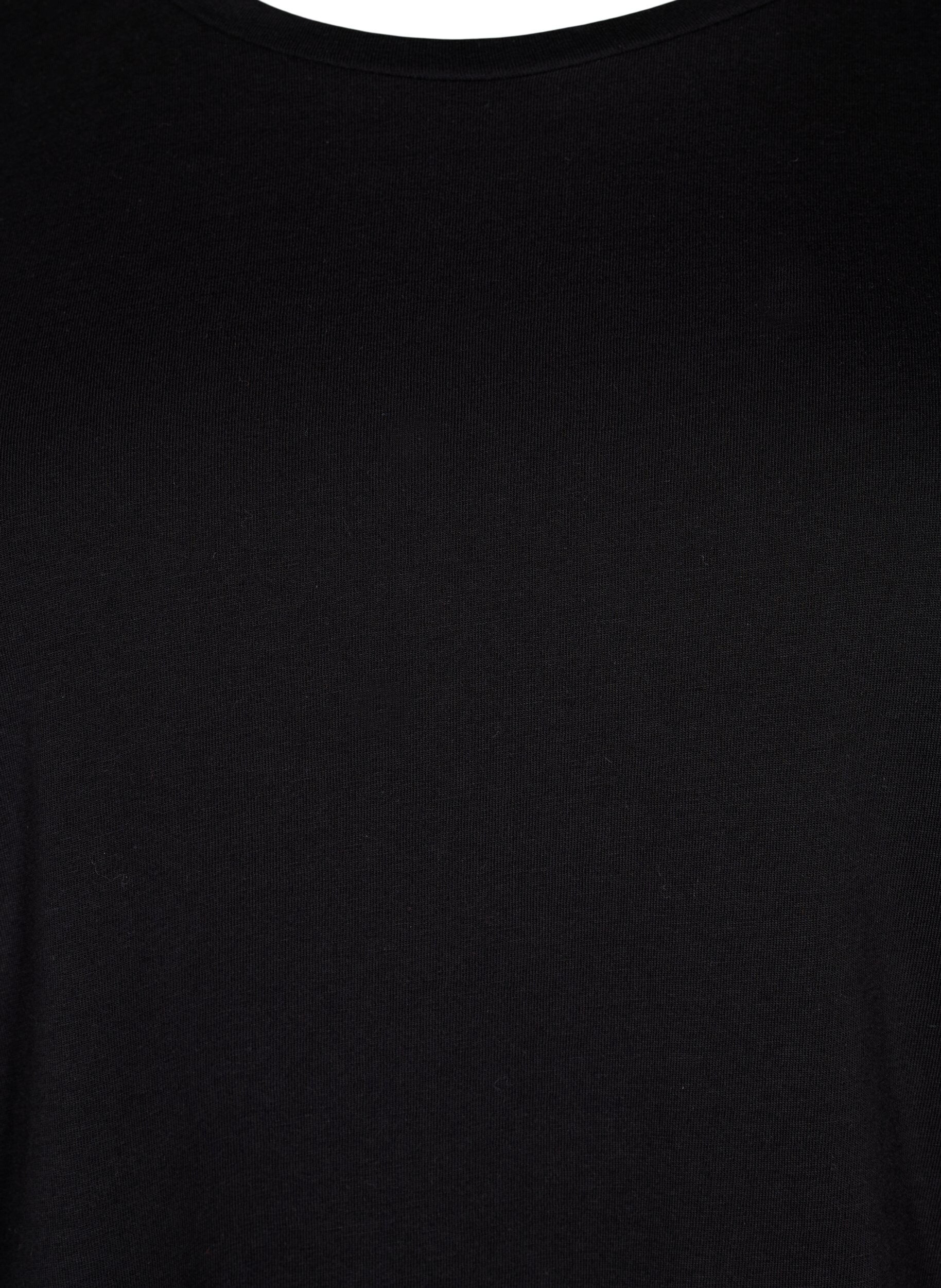 Zizzi T-skjorte i bomull med 2/4-ermer, Black, Packshot image number 2