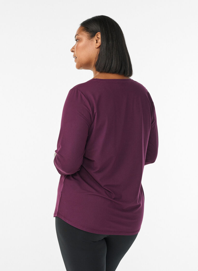 Treningsbluse med 3/4-ermer, Lilla, Model image number 2