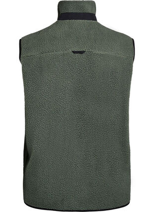 Zizzi Sporty teddyvest med lommer, Thyme, Packshot image number 1