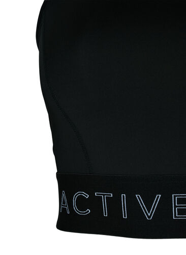 Sports-BH med tekstmønster, Black, Packshot image number 2