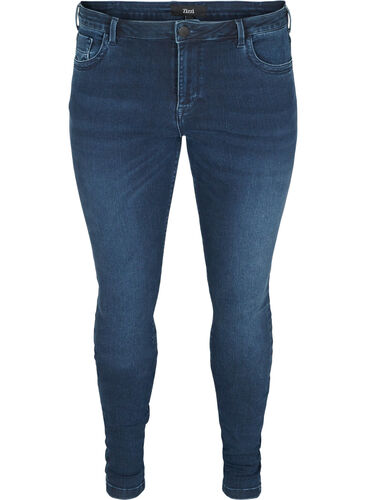 Super slim Amy jeans med høyt liv, Dark blue, Packshot image number 0
