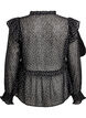 Chiffonbluse med volangdetaljer og små prikker, Svart, Packshot image number 1