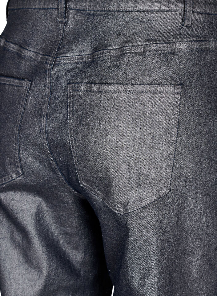 Sølvbelagte jeans med høy midje, Gun Silver , Packshot image number 3